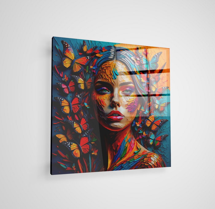 Wallity Pintura Decorativa de Vidrio Templado Multicolor 70 x 70 cm